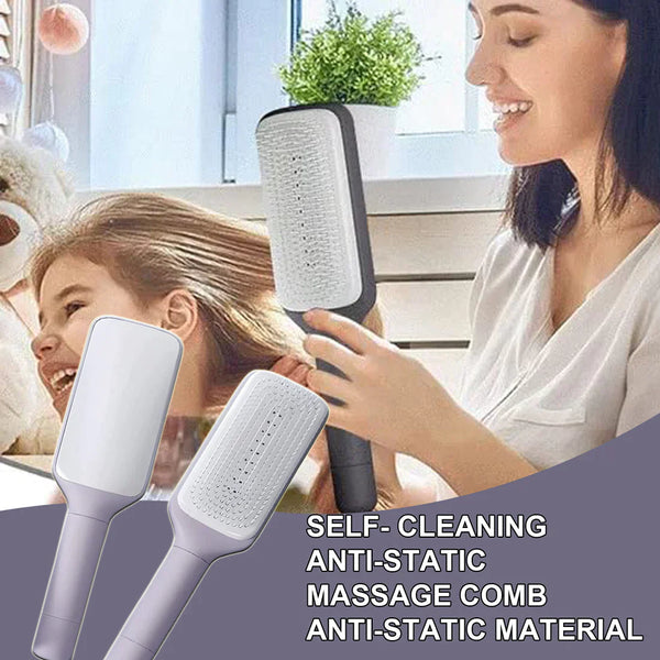4-in-1 Self-Cleaning Hair Comb Brush (Free Delivery 🚚)