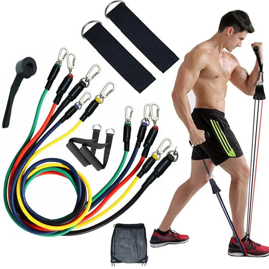 12-Piece Elastic Fitness Resistance Bands Set - 145 Kg (Free Delivery 🚚)