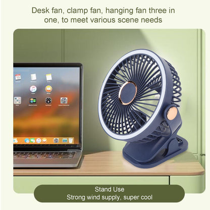 720° Wide Angle Rechargeable Desk Fan with LED