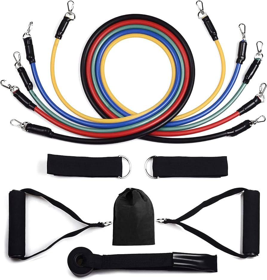 12-Piece Elastic Fitness Resistance Bands Set - 145 Kg (Free Delivery 🚚)