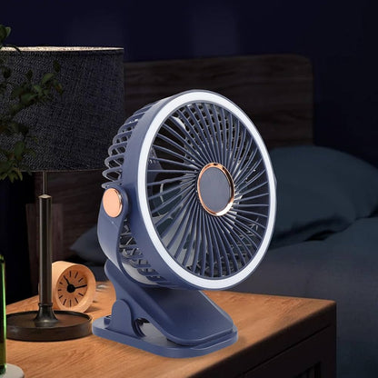 720° Wide Angle Rechargeable Desk Fan with LED