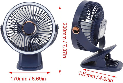 720° Wide Angle Rechargeable Desk Fan with LED