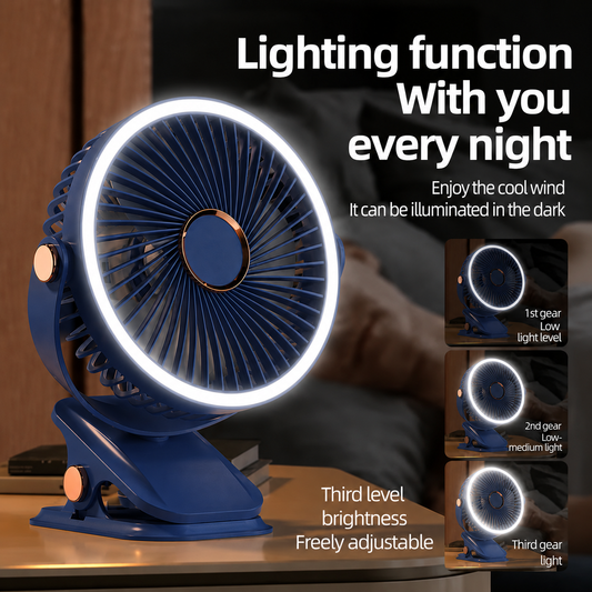 720° Wide Angle Rechargeable Desk Fan with LED