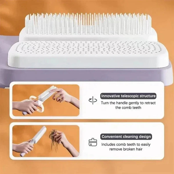 4-in-1 Self-Cleaning Hair Comb Brush (Free Delivery 🚚)
