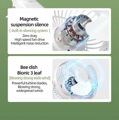 720° Wide Angle Rechargeable Desk Fan with LED Light