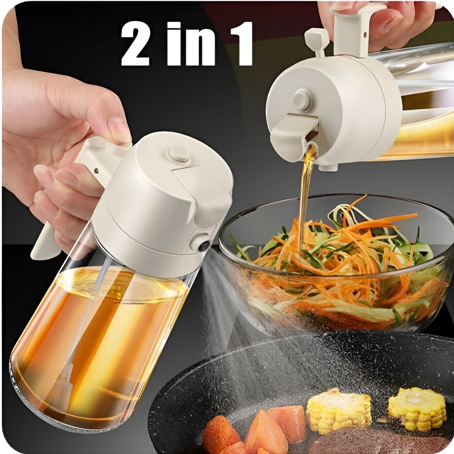 2-in-1 Glass Oil Sprayer and Dispenser, Oil Spray Bottle for Cooking